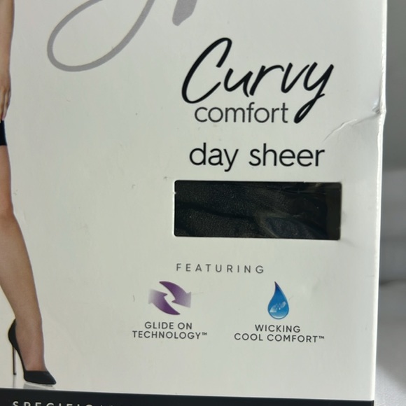 NEW IN BOX Hanes Curvy Comfort Control Top Day Sheer Off Black Pantyhose 3X/4X - Picture 4 of 4